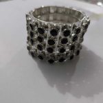 4 pcs silver karas set in black stones